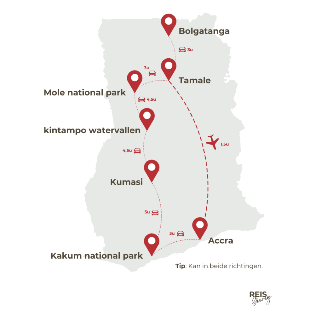 Ghana reisroute