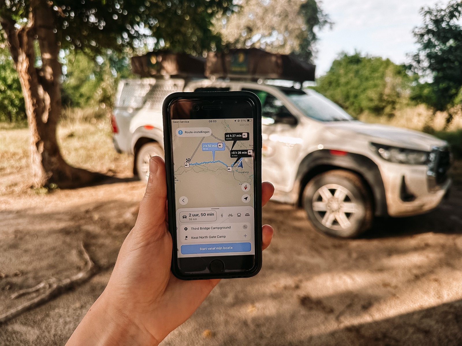 Mapsme voor selfdrive reis in Botswana